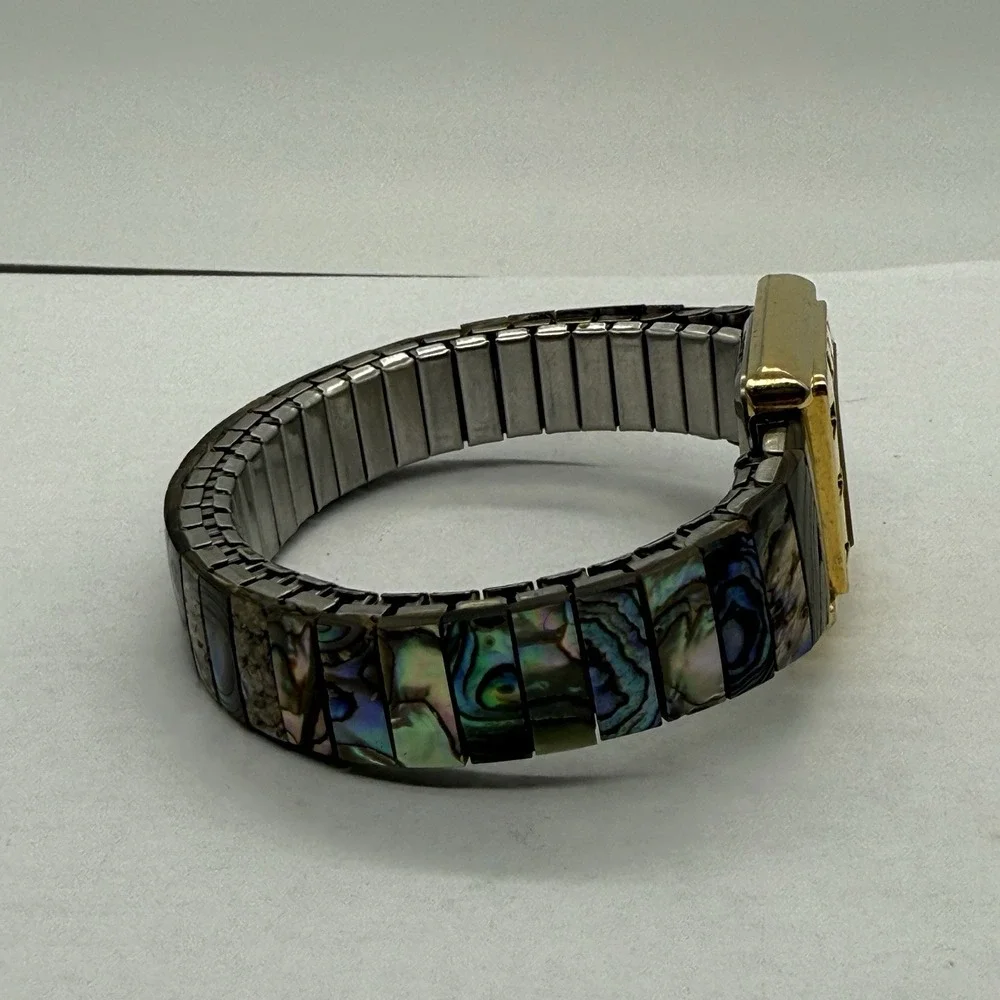 VTG Gold Abalone Shell Dial Waych Bracelet Stretch Inlay Bracelet‎ Sea Spaltec